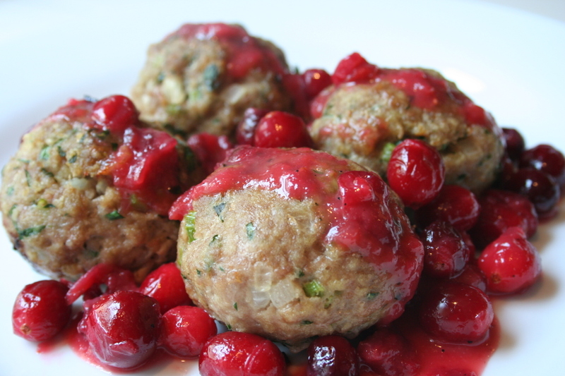 Turkey Meatballs with Cranberry BBQ Sauce