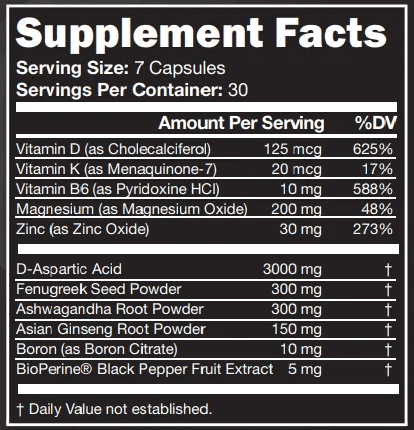testofierce ingredients label